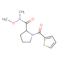 Chemical structure of N-methoxy-N-methyl-1-(thiophene-2-carbonyl)pyrrolidine-2-carboxamide - CSSB07027024801