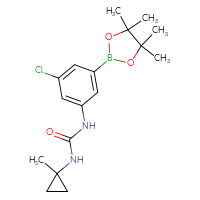 Chemical structure of 1-[3-chloro-5-(4,4,5,5-tetramethyl-1,3,2-dioxaborolan-2-yl)phenyl]-3-(1-methylcyclopropyl)urea - CSSB15020682536