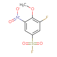 Chemical structure of 3-fluoro-4-methoxy-5-nitrobenzene-1-sulfonyl fluoride - CSSB00102728575