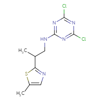Chemical structure of 4,6-dichloro-N-[2-(5-methyl-1,3-thiazol-2-yl)propyl]-1,3,5-triazin-2-amine - CSSB21332175612