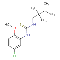 Chemical structure of 1-(5-chloro-2-methoxyphenyl)-3-(2,2,3-trimethylbutyl)thiourea - CSSB21432444010
