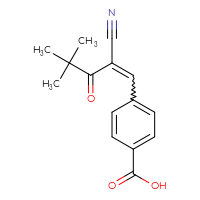 Chemical structure of 4-[2-cyano-2-(2,2-dimethylpropanoyl)eth-1-en-1-yl]benzoic acid - CSSB00046143138