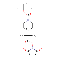Chemical structure of tert-butyl 4-{1-[(2,5-dioxopyrrolidin-1-yl)oxy]-2-methyl-1-oxopropan-2-yl}-1,2,3,6-tetrahydropyridine-1-carboxylate - CSSB20270437832