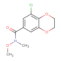 Chemical structure of 8-chloro-N-methoxy-N-methyl-2,3-dihydro-1,4-benzodioxine-6-carboxamide - CSSB00000597762