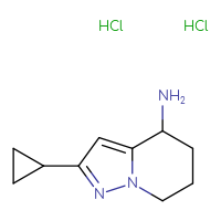 Chemical structure of 2-cyclopropyl-4H,5H,6H,7H-pyrazolo[1,5-a]pyridin-4-amine dihydrochloride - CSSB21432566676