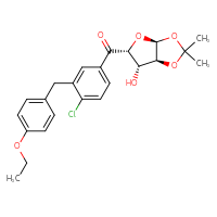 Chemical structure of (3aS,5R,6S,6aS)-5-{4-chloro-3-[(4-ethoxyphenyl)methyl]benzoyl}-2,2-dimethyl-tetrahydro-2H-furo[2,3-d][1,3]dioxol-6-ol - CSSB00025704389