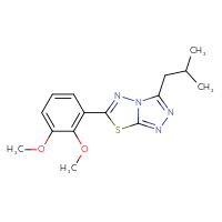 Chemical structure of 6-(2,3-dimethoxyphenyl)-3-(2-methylpropyl)-[1,2,4]triazolo[3,4-b][1,3,4]thiadiazole - CSSB00121616758
