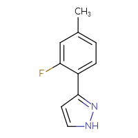 Chemical structure of 3-(2-fluoro-4-methylphenyl)-1H-pyrazole - CSSB01430687337