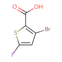 Chemical structure of 3-bromo-5-iodothiophene-2-carboxylic acid - CSSB02516607176