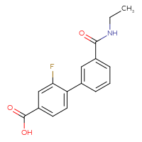 Chemical structure of 3'-(ethylcarbamoyl)-2-fluoro-[1,1'-biphenyl]-4-carboxylic acid - CSSB00150703008