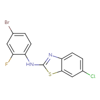 Chemical structure of N-(4-bromo-2-fluorophenyl)-6-chloro-1,3-benzothiazol-2-amine - CSSB00020652146