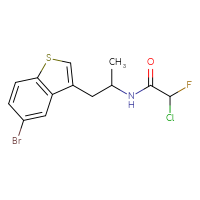 Chemical structure of N-[1-(5-bromo-1-benzothiophen-3-yl)propan-2-yl]-2-chloro-2-fluoroacetamide - CSSB21332120376