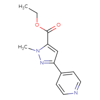 Chemical structure of ethyl 1-methyl-3-(pyridin-4-yl)-1H-pyrazole-5-carboxylate - CSSB00103387560