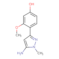 Chemical structure of 4-(5-amino-1-methyl-1H-pyrazol-3-yl)-3-methoxyphenol - CSSB00021320642