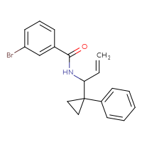 Chemical structure of 3-bromo-N-[1-(1-phenylcyclopropyl)prop-2-en-1-yl]benzamide - CSSB21432555646
