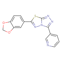 Chemical structure of 3-[6-(2H-1,3-benzodioxol-5-yl)-[1,2,4]triazolo[3,4-b][1,3,4]thiadiazol-3-yl]pyridine - CSSB00121637360