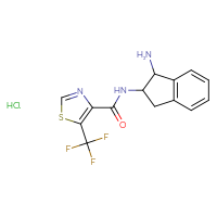 Chemical structure of N-(1-amino-2,3-dihydro-1H-inden-2-yl)-5-(trifluoromethyl)-1,3-thiazole-4-carboxamide hydrochloride - CSSB20620703442