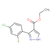 Chemical structure of ethyl 3-(4-chloro-2-fluorophenyl)-1H-pyrazole-4-carboxylate - CSSB06583035893