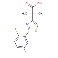 Chemical structure of 2-[2-(2,5-difluorophenyl)-1,3-thiazol-4-yl]-2-methylpropanoic acid - CSSB00000732236