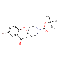 Chemical structure of tert-butyl 6-bromo-4-oxo-3,4-dihydrospiro[1-benzopyran-2,4'-piperidine]-1'-carboxylate - CSSB00015189966