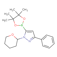 Chemical structure of 1-(oxan-2-yl)-3-phenyl-5-(4,4,5,5-tetramethyl-1,3,2-dioxaborolan-2-yl)-1H-pyrazole - CSSB00103152432