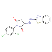 Chemical structure of 3-[2-(1,3-benzothiazol-2-yl)hydrazin-1-yl]-1-(2,4-dichlorophenyl)pyrrolidine-2,5-dione - CSSB00121689165