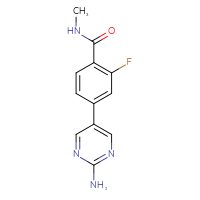 Chemical structure of 4-(2-aminopyrimidin-5-yl)-2-fluoro-N-methylbenzamide - CSSB06585867386