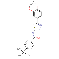 Chemical structure of 4-tert-butyl-N-[5-(3,4-dimethoxyphenyl)-1,3,4-thiadiazol-2-yl]benzamide - CSSB00121719467