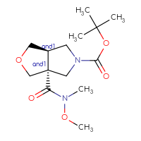 Chemical structure of rac-tert-butyl (3aR,6aR)-3a-[methoxy(methyl)carbamoyl]-hexahydro-1H-furo[3,4-c]pyrrole-5-carboxylate - CSSB02128823543