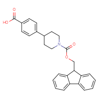 Chemical structure of 4-(1-{[(9H-fluoren-9-yl)methoxy]carbonyl}piperidin-4-yl)benzoic acid - CSSB00034840267