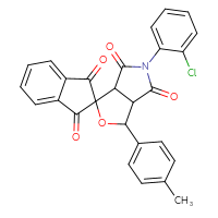 Chemical structure of 5-(2-chlorophenyl)-3-(4-methylphenyl)-1',3,3',3a,4,5,6,6a-octahydrospiro[furo[3,4-c]pyrrole-1,2'-indene]-1',3',4,6-tetrone - CSSB00121711061