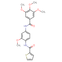 Chemical structure of N-[2-methoxy-4-(3,4,5-trimethoxybenzamido)phenyl]thiophene-2-carboxamide - CSSB00121599456