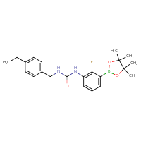 Chemical structure of 3-[(4-ethylphenyl)methyl]-1-[2-fluoro-3-(4,4,5,5-tetramethyl-1,3,2-dioxaborolan-2-yl)phenyl]urea - CSSB21332140363