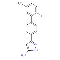 Chemical structure of 3-{2'-fluoro-5'-methyl-[1,1'-biphenyl]-4-yl}-1H-pyrazol-5-amine - CSSB06593013524