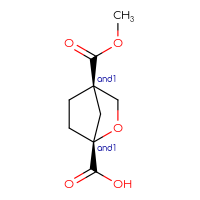 Chemical structure of rac-(1R,4R)-4-(methoxycarbonyl)-2-oxabicyclo[2.2.1]heptane-1-carboxylic acid - CSSB20620690244