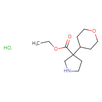 Chemical structure of ethyl 3-(oxan-4-yl)pyrrolidine-3-carboxylate hydrochloride - CSSB21043417941