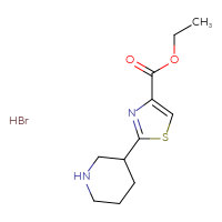 Chemical structure of ethyl 2-(piperidin-3-yl)-1,3-thiazole-4-carboxylate hydrobromide - CSSB00102834183
