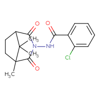 Chemical structure of 2-chloro-N-{1,8,8-trimethyl-2,4-dioxo-3-azabicyclo[3.2.1]octan-3-yl}benzamide - CSSB00121703289