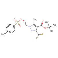 Chemical structure of tert-butyl 3-(difluoromethyl)-5-methyl-1-{2-[(4-methylbenzenesulfonyl)oxy]ethyl}-1H-pyrazole-4-carboxylate - CSSB21246289703