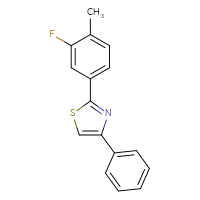 Chemical structure of 2-(3-fluoro-4-methylphenyl)-4-phenyl-1,3-thiazole - CSSB01410865417