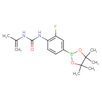 Chemical structure of 1-[2-fluoro-4-(4,4,5,5-tetramethyl-1,3,2-dioxaborolan-2-yl)phenyl]-3-(prop-1-en-2-yl)urea - CSSB21246320292