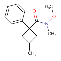 Chemical structure of N-methoxy-N,3-dimethyl-1-phenylcyclobutane-1-carboxamide - CSSB07054124537
