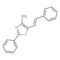 Chemical structure of 4-methyl-2-phenyl-5-[(1E)-2-phenylethenyl]-1,3-thiazole - CSSB21253042947