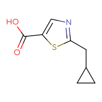 Chemical structure of 2-(cyclopropylmethyl)-1,3-thiazole-5-carboxylic acid - CSSB00012759636