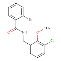 Chemical structure of 2-bromo-N-[(3-chloro-2-methoxyphenyl)methyl]benzamide - CSSB02043405673