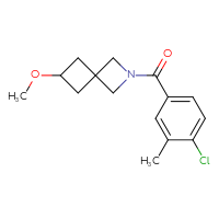 Chemical structure of 2-(4-chloro-3-methylbenzoyl)-6-methoxy-2-azaspiro[3.3]heptane - CSSB01904209672