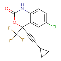 Chemical structure of 6-chloro-4-(2-cyclopropylethynyl)-4-(trifluoromethyl)-2,4-dihydro-1H-3,1-benzoxazin-2-one - CSSB00013467803