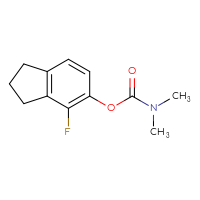 Chemical structure of 4-fluoro-2,3-dihydro-1H-inden-5-yl N,N-dimethylcarbamate - CSSB21432543257