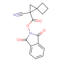 Chemical structure of 1,3-dioxo-2,3-dihydro-1H-isoindol-2-yl 1-cyanospiro[2.3]hexane-1-carboxylate - CSSB00116217152
