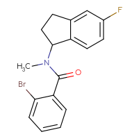 Chemical structure of 2-bromo-N-(5-fluoro-2,3-dihydro-1H-inden-1-yl)-N-methylbenzamide - CSSB15263631804